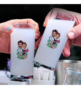 Egzotik Çift Karikatürlü İkili Rakı Bardağı Seti