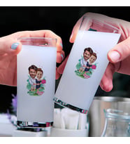 Egzotik Çift Karikatürlü İkili Rakı Bardağı Seti