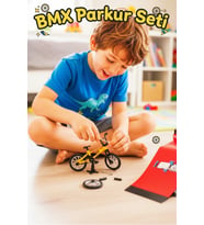 Parkurlu ve Sök Tak Aksesuarlı Mini BMX Bisiklet Oyun Seti 3+ Yaş