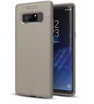 Samsung Galaxy Note 8 Kılıf Esnek Pu-Deri Leather-Pu Serisi Protected Case (Gri)