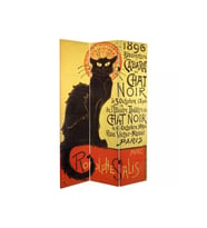 Theophile Steinlen Siyah Kedi 3 Kanatlı Oda Bölücü Çift Taraflı Kanvas Paravan