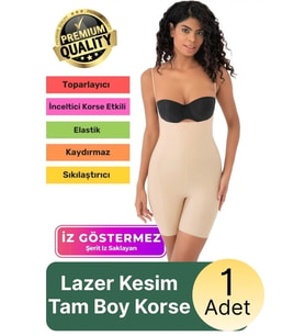 #Korse Sıkılaştırıcı İz Bırakmayan Kaymayan 2 Beden Küçülten Kadın Lazer Kesim Tam Boy Askılı Korse