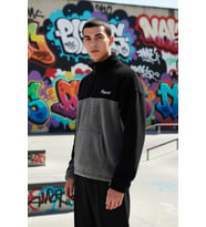 Erkek Dik Yaka Standart Kol Renk Bloklu Peluş Sweatshirt Fonksiyonel Dayanıklı Kaliteli Şık