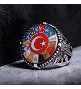 925 Ayar Gümüş Osmanlı Kasa 16 Türk Devletli Usta İşi Erkek Yüzük