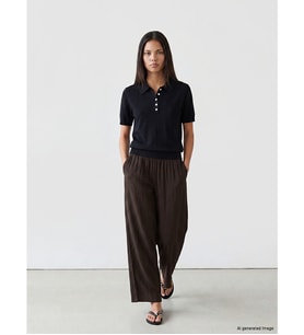 LCW Modest Kahverengi Beli Lastikli Geniş Paça Kadın Pantolon