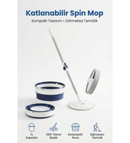 Katlanabilir Spin Mop Temizlik Seti – 7L Kova, 360° Döner Başlık, Yer Tasarruflu Mop Seti