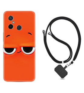 Xiaomi Redmi 12C Kılıf Resimli Boyun Askılı İpli Desenli Silikon Series Orange 1830