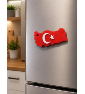 Magnet Buzdolabı Magneti Türkiye Haritası Türk Bayraklı Hediyelik Dekoratif 9 x 4,5 cm