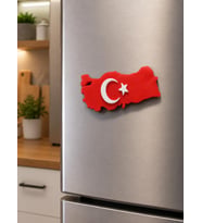 Magnet Buzdolabı Magneti Türkiye Haritası Türk Bayraklı Hediyelik Dekoratif 9 x 4,5 cm