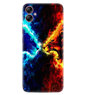 Samsung Galaxy A04E Kılıf Silikon Desen Özel Seri Red Blue Leon 1714