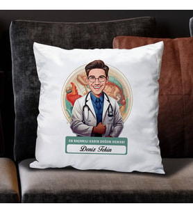 Kişiye Özel Hediye Karikatürlü En İyi Kadın Doğum Uzmanı Yastık