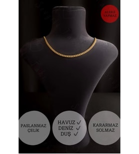 Choker İnce Düz Zincir Gold Çelik Kolye Choker Serisi