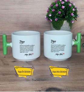Teyze Kupa Bardak T Yeşil Kulplu Teyzeye Doğum Günü Hediyesi