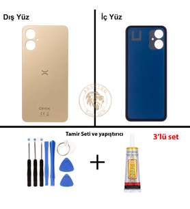 Omix Vida Seti + Yapıştırıcı Omix X5 Gold Yapıştırıcı B-7000 Yapıştırıcı Vida Seti Arka Kapak Arka Cam Batarya Kapağı Lazer Kesim Kapak Pil Kapağı Back Cover