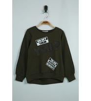 Toontoy Kız Çocuk Sweatshirt You Baskı (Haki)