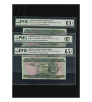 3 Adet Solomon İslands Adaları 2 Dollars SERİ TAKİPLİ Polymer Hybrid PMG 65 EPQ GEM UNC ÇİL P25 ND