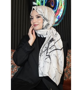 Mermer Desen Bej Soft Pamuk Şal Çok Renkli 48