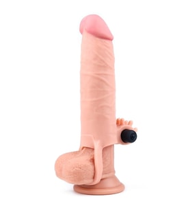 MorGece 3 Cm Dolgulu Melez Renk Realistik Titreşimli Penis Kılıfı