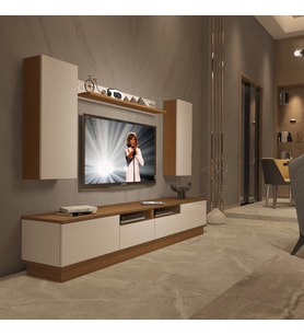 Decoraktiv Trendstyle 5220DS Slm Tv Ünitesi Tv Sehpası - Ceviz Beyaz (Beyaz - Kahverengi)