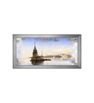 Eski Kız Kulesi Motifli Kanvas Tablo 80 x 110 cm Silver Çerçeve