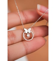 Kelebek Gümüş Kolye Tektaş Sallantılı Gümüş Kolye 925 Ayar ST028