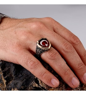 Ayyıldız Model Mineli 925 Ayar Gümüş Yüzük