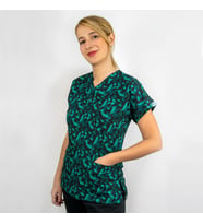 Unisex Geometri Desenli  Esnek Likralı Doktor Hemşire Hastane Cerrahi  Scrubs TekTek Üst Forma (Karışık)