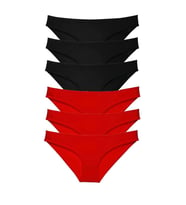 6 adet Süper Eko Set Likralı Kadın Slip Külot Siyah Kırmızı