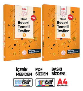 7.Sınıf MEB Beceri Temelli Testler 1 Ve 2. Kitap Set Örnek Soru Bankası (Renkli Baskı) BASKI ÜCRETİ