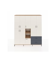 Hyperion Dolap 12 Raflı 2 Çekmeceli Tek Askılı 220x44x243 Çam-Aytaşı/Antrasit