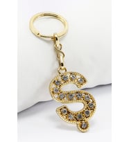 Gold Renkli Parlak Taşlı Ş Harfi Anahtarlık, Hediyelik Harfli Anahtarlık (Standart)