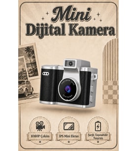 Retro Mini Dijital Fotoğraf Makinesi 1080P HD Selfie Video Vlog Kamerası Ko