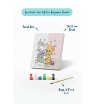Sevimli Ayıcık Boyama Tuvali – Şövalesiz Boya Seti 20x20