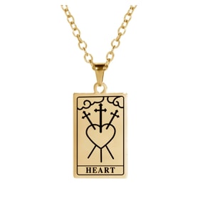 Kişiye Özel 925 Ayar Gümüş Heart Tarot Kolye (Gold)