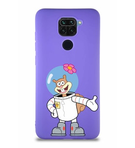 Xiaomi Redmi Note 9 Soft Premier Kapak Sandy Tasarımlı Silikon Kılıf - Mor (Şeffaf)