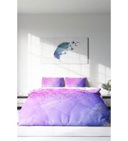 Çift Kişilik ( Lastikli Çarşaflı ) %100 Pamuk Saten Nevresim Takımı Violet Damask