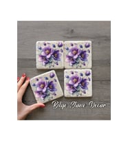 BİLGE tasarım Stone Decor Taş Bardak Altlığı 4'lü Set 10x10x1 Cm desenli