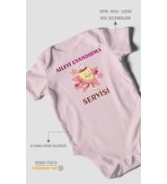 Aileyi Uyandırma Servisi Baskılı Bebek Zıbını – Çıtçıtlı Body  %100 Pamuk Kısa Kol (Bebek Pembesi)