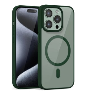 Iphone 15 Pro Uyumlu Kılıf Magsafe ve Şeffaf Lens Koruyuculu (Yeşil)