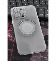 iPhone 13 Pro Max Uyumlu Beyaz Renkli Yarı Şeffaf İnce Sert Kapak Kılıf Kamera Lens Korumalı