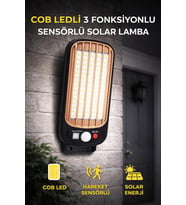 COB Led Sensörlü Solar Lamba 3 Fonksiyonlu Bahçe Aydınlatma Hareket Sensörlü Duvar Lambası