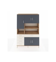 Hyperion Dolap 9 Raflı 5 Çekmeceli 5 Kapaklı 132x44x195 Çam-Antrasit/Aytaşı