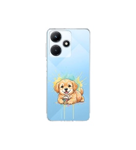 Infinix Hot 30i ile Uyumlu Splash Köpek Tasarımlı Şeffaf Silikon Kılıf