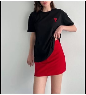 pilelistore- Unisex Bisiklet Yaka Baskılı Oversize T-Shirt - Siyah