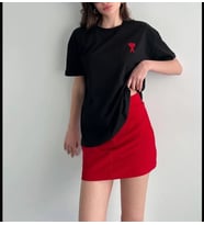 pilelistore- Unisex Bisiklet Yaka Baskılı Oversize T-Shirt - Siyah