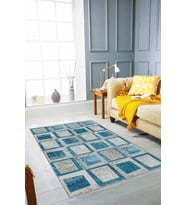 Turkuaz Patchwork Kaymaz Tabanlı Dekoratif Halı RV224 - 100 x 160 cm