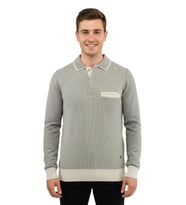 Erkek Polo Yaka Kazak Cepli Çelik Örgü Klasik Kalıp 5208F BGL-ST04963 (Taş)