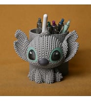3D Baskı Knitted Kalemlik - Sevimli Karakterli Masaüstü Kalem Organizeri-Gri