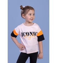 Toontoy Kız Çocuk Garni Detaylı Baskılı Tişört (Pudra)