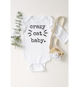 Unisex Bebek Beyaz Crazy Cat Baby Çıtçıtlı Body